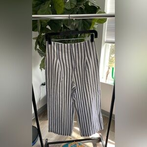 Zara Women's Blue and White Striped Chinos